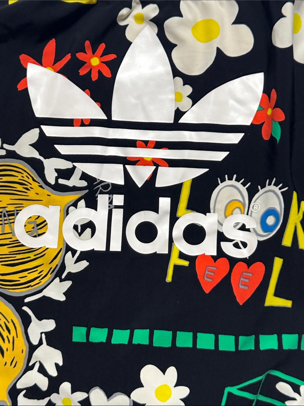 ADIDAS Originals x Pharrell Williams Black Floral Graphic One-Piece Swimsuit LG - Picture 9 of 14